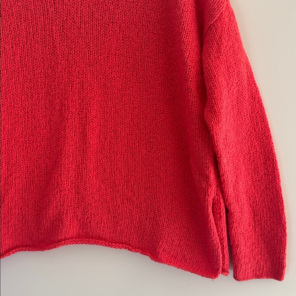 Eileen Fisher Sweater Womens Small Organic Cotton Knit Coral Long Sleeve - Picture 5 of 12